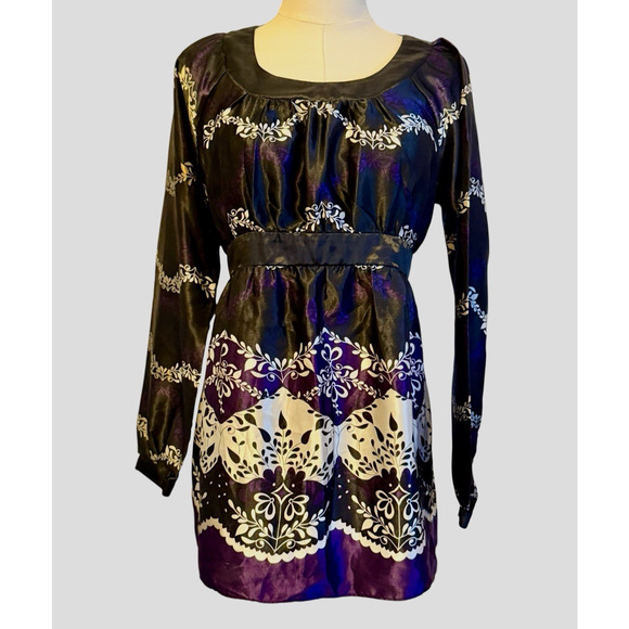 Y2K Motherhood Maternity Babydoll Top Small Black Purple Whimsigoth Romance - Picture 1 of 9